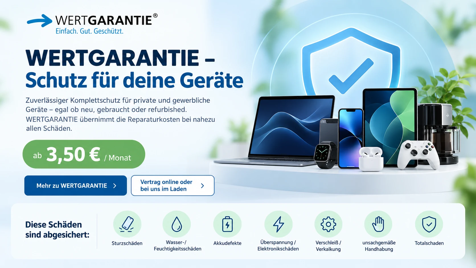 WERTGARANTIE Geräteschutz – Schutz für verschiedene Geräte